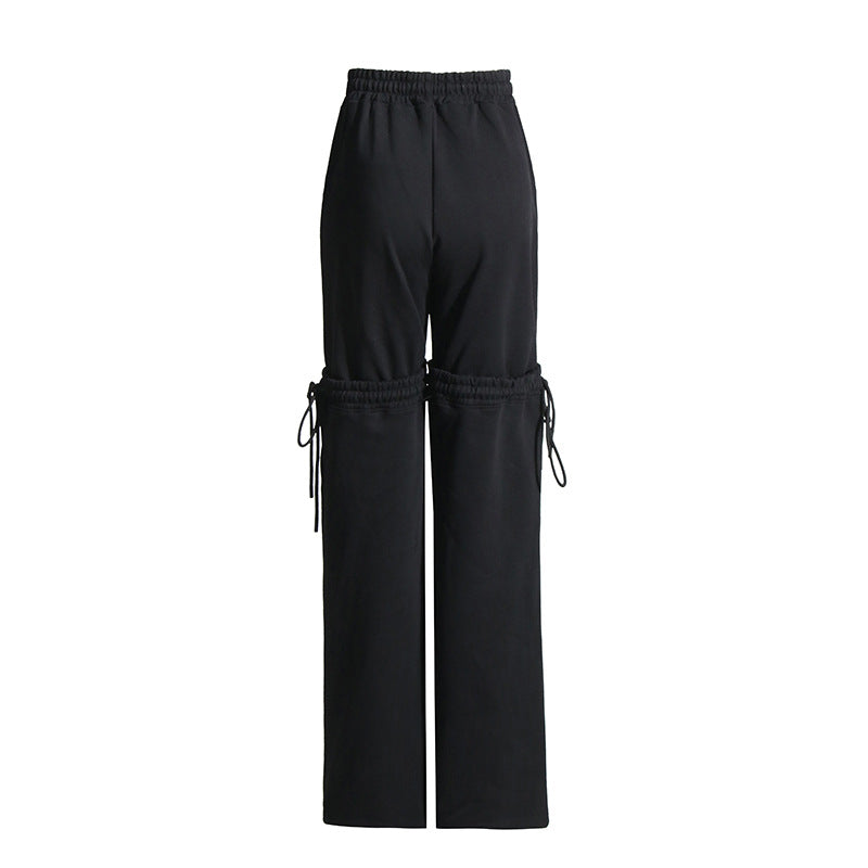 Nalani Tie-Detail High-Waist Straight Pants