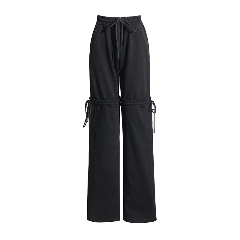 Nalani Tie-Detail High-Waist Straight Pants