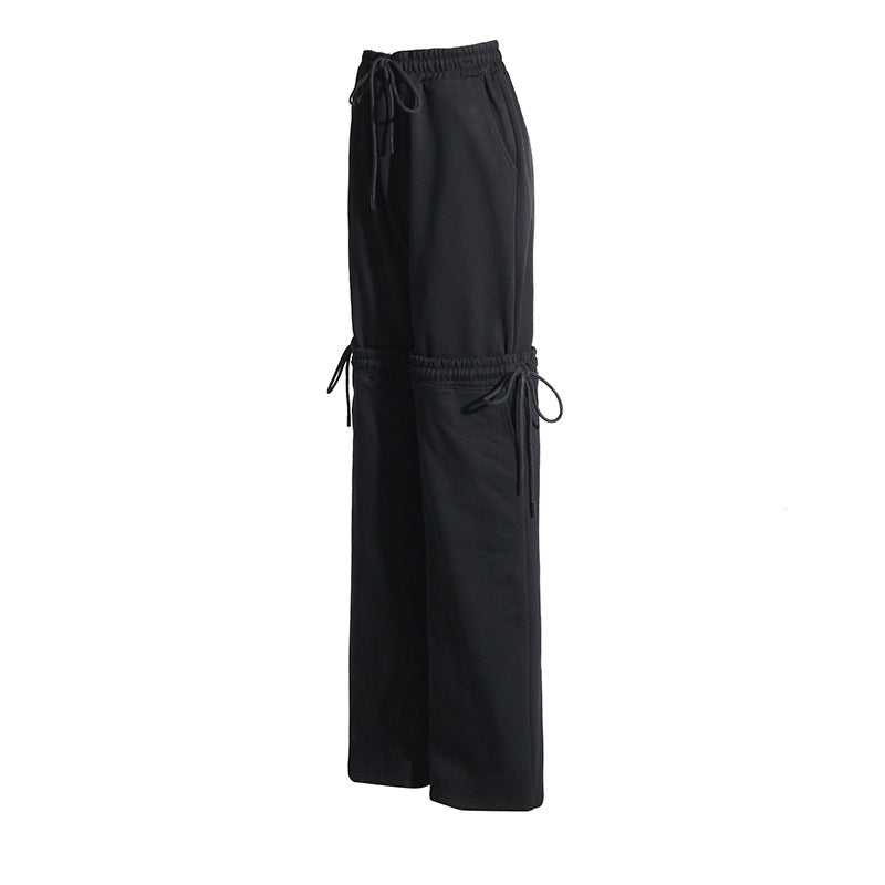 Nalani Tie-Detail High-Waist Straight Pants