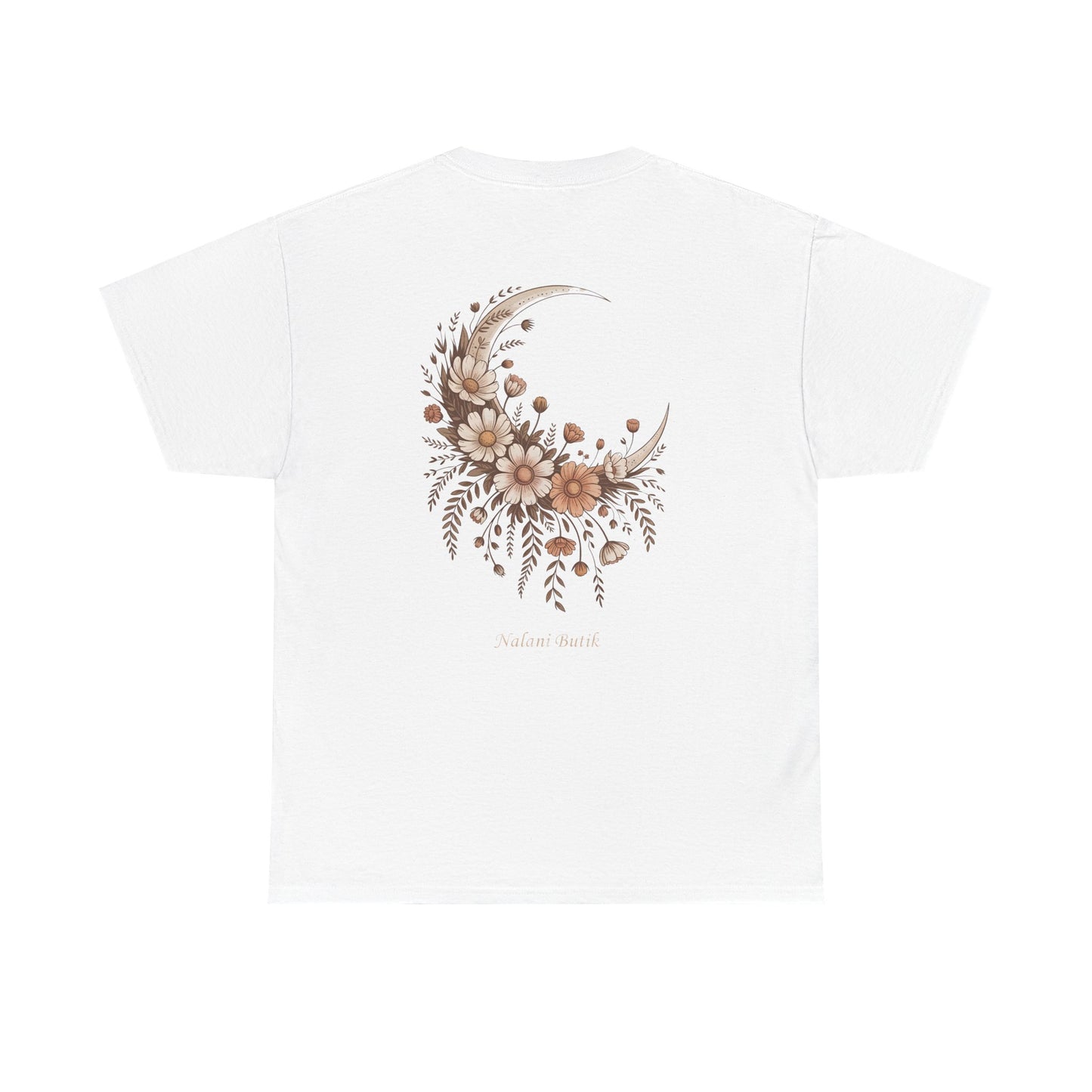Floral Crescent Moon Tee — 'Follow Your Moon' Botanical Graphic T-Shirt