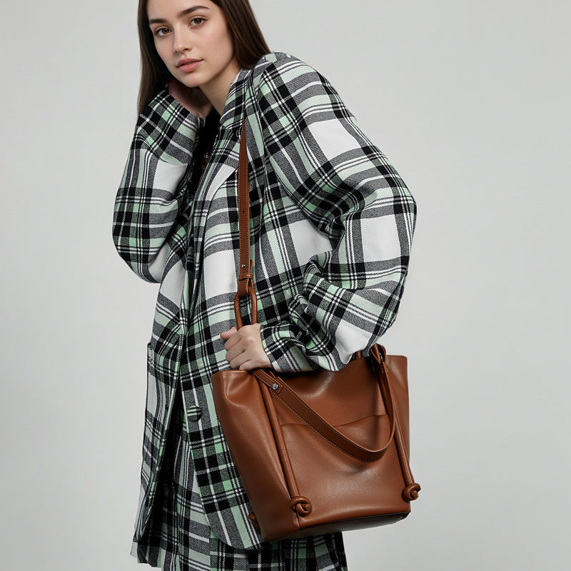 Nalani Soft Leather Bucket Tote - A Spacious, Refined Everyday Essential