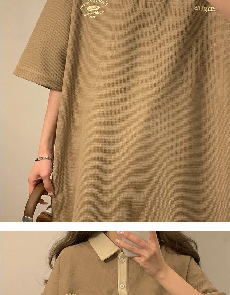 Vintage Relaxed Polo Shirt for Women – Soft Loose Fit