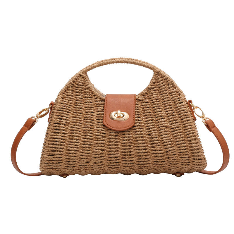 Nalani Woven Straw Crossbody Bag – Summer Bucket Handbag