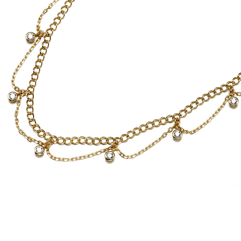 S925 Sterling Silver Multi-Layer Wave Zircon Necklace – Delicate Feminine Choker