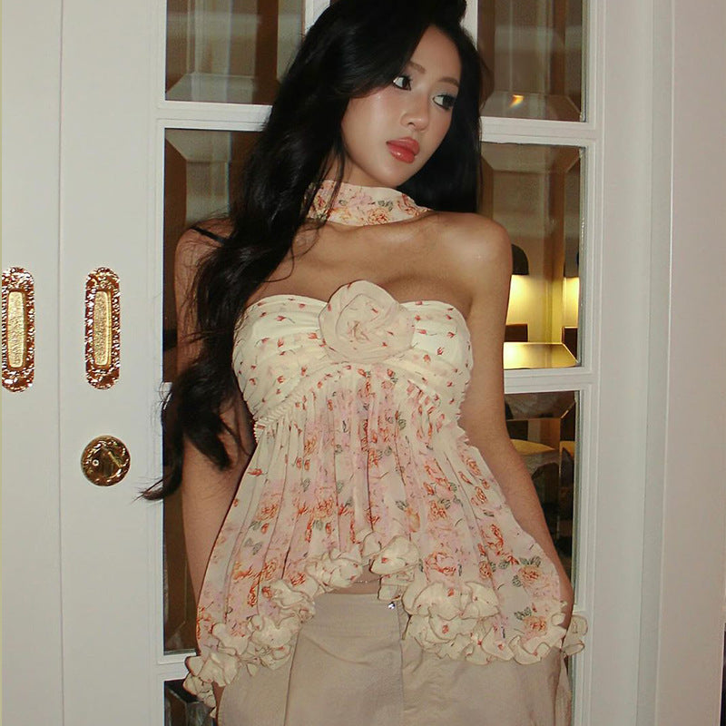 Floral Chiffon Strapless Top – Light & Romantic Summer Blouse