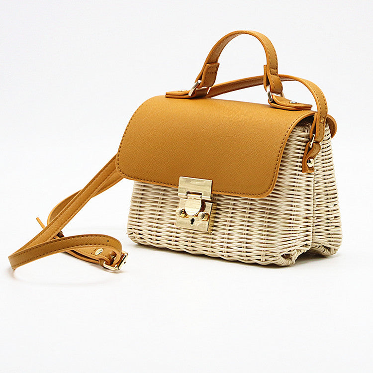 Golden Tides Woven Crossbody Beach Bag