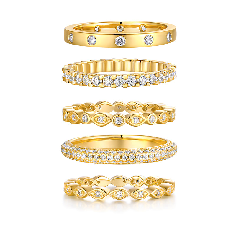 Nalani Luxe — Gold-Plated S925 Moissanite Stacking Ring Set