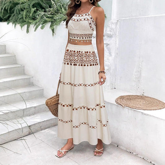 Nalani Boho Tassel Two-Piece Skirt Set – Crochet Trim Summer Outfit