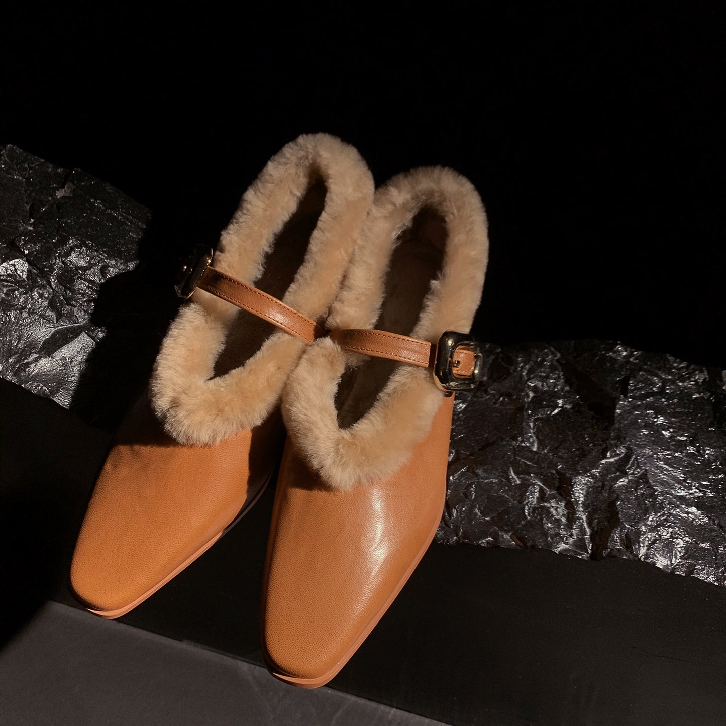 Nalani Shearling Strap Flats