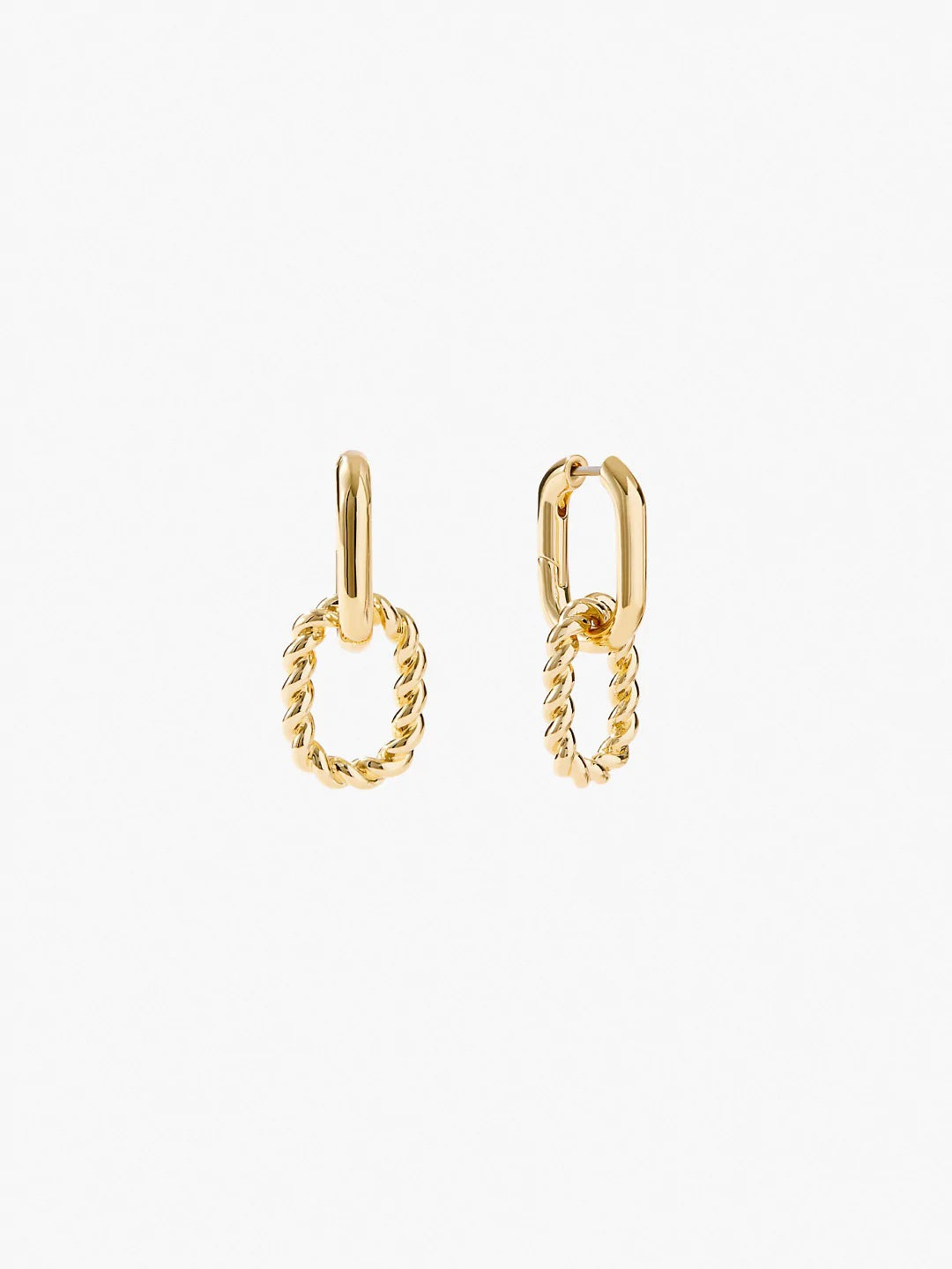 S925 Gold-Plated Double Ring Buckle Earrings – Detachable Modern Geometry