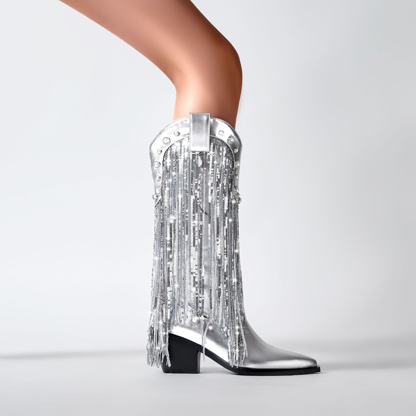 Nalani Luxe -  Silver Tassel Statement Boots