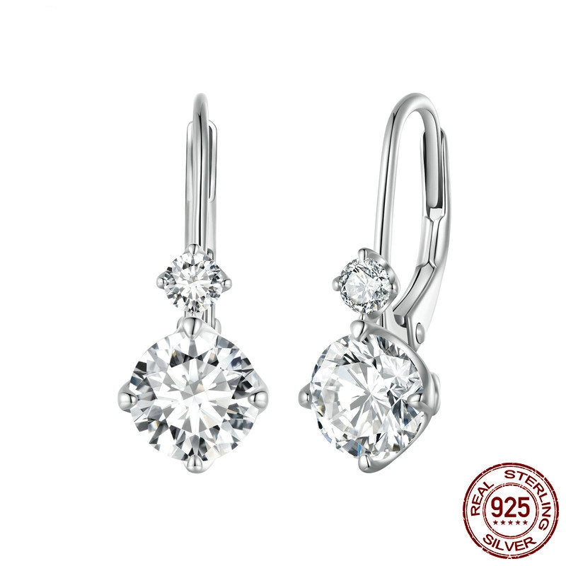 S925 Sterling Silver Moissanite Drop Ear Clips – 1 Carat Sparkling Elegance