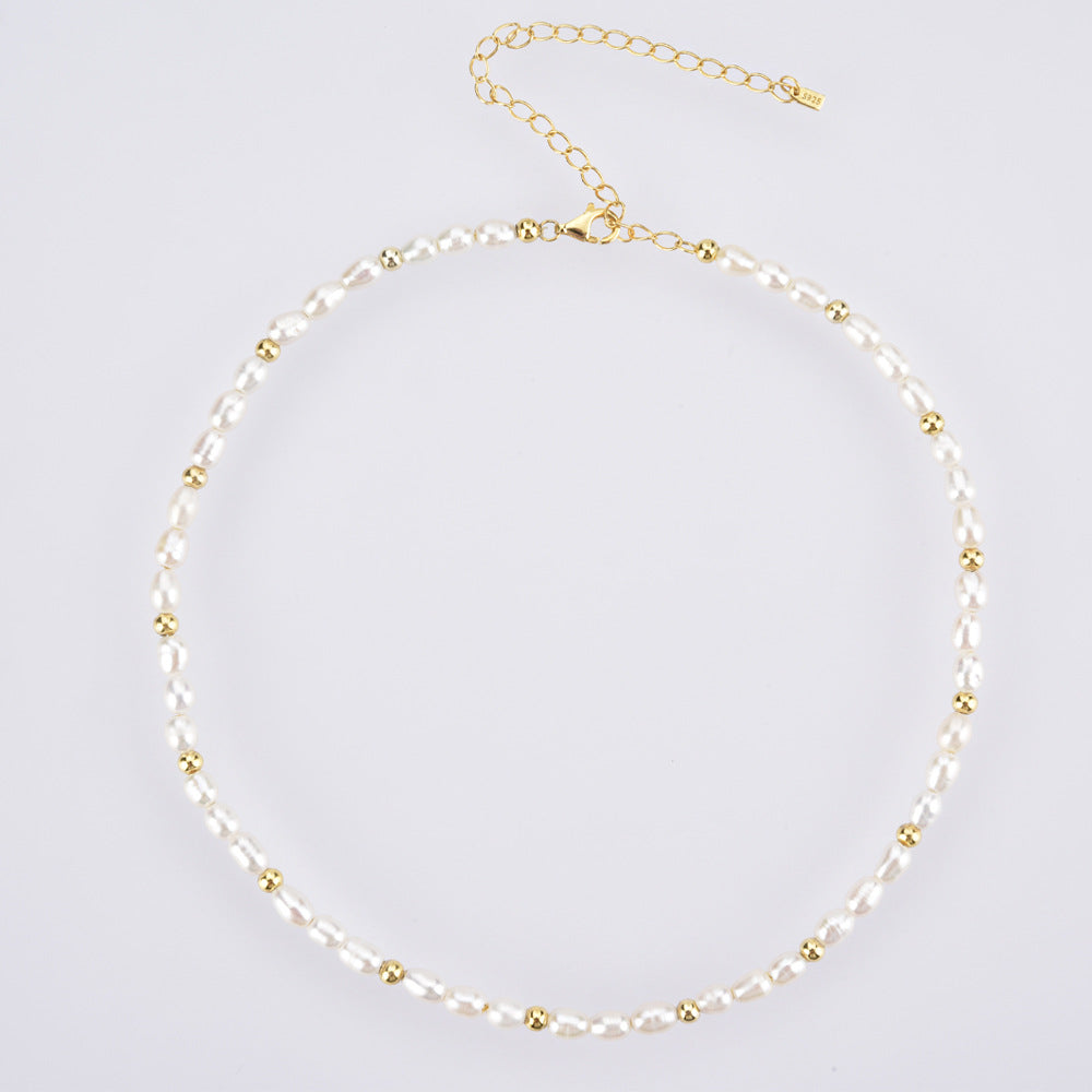 Retro Freshwater Pearl Necklace – 18K Gold Plated European Minimalist Design