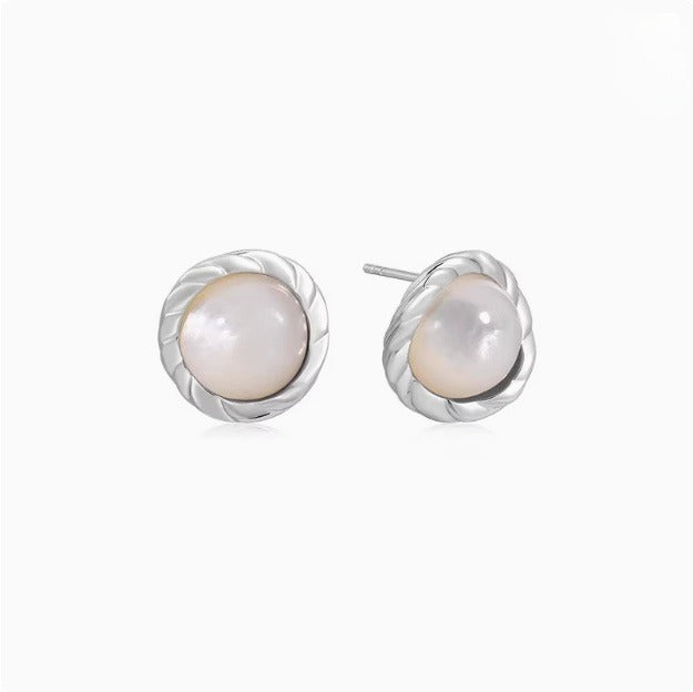Moonlight Mother-of-Pearl Stud Earrings – Soft Glow Everyday Elegance