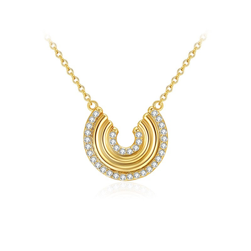 Vintage Half-Round Collar Necklace – Gold Layered Statement Pendant