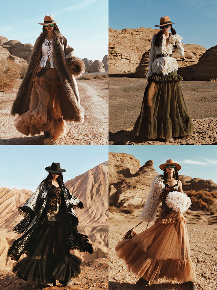 Soft Veil High-Waist Mesh Maxi Skirt