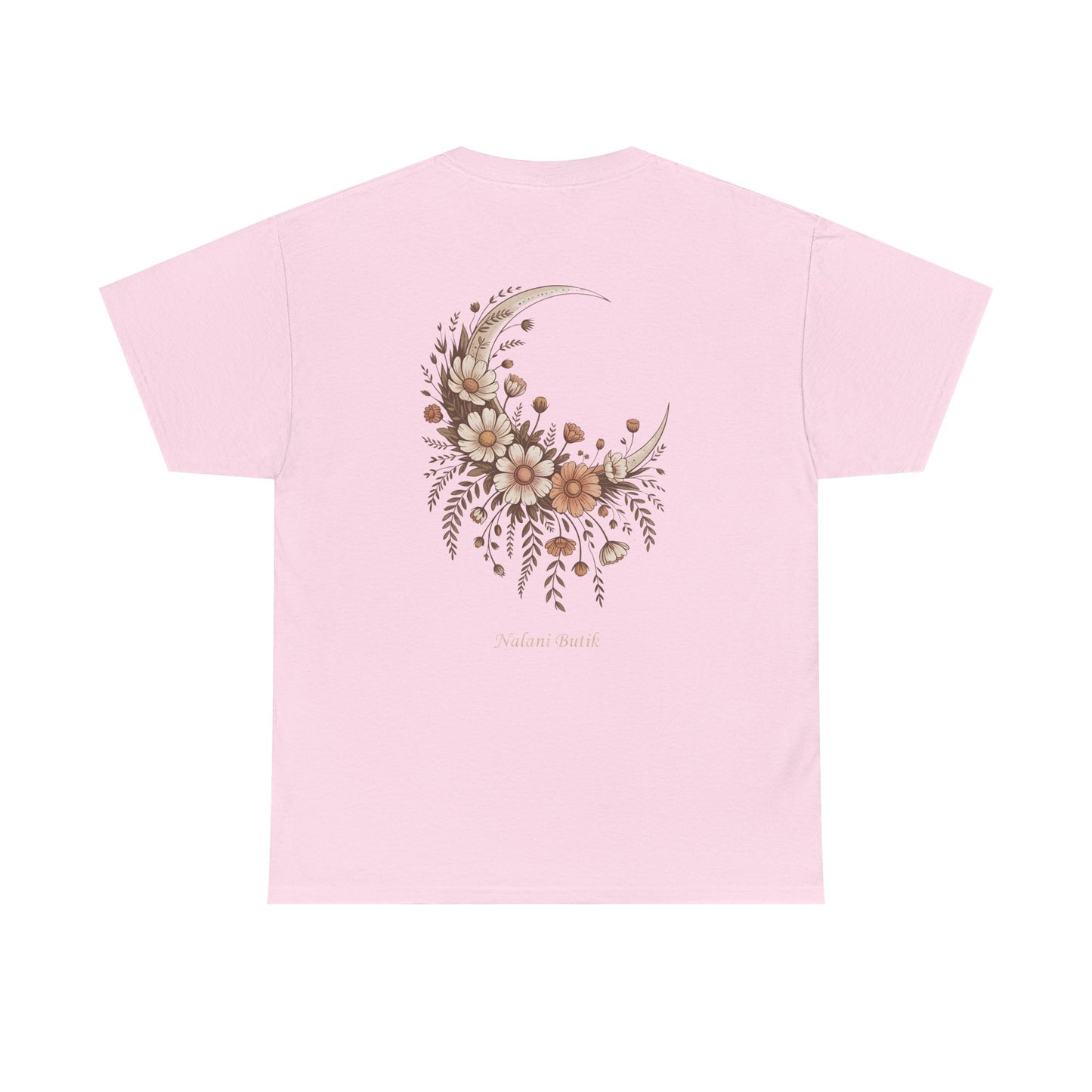 Floral Crescent Moon Tee — 'Follow Your Moon' Botanical Graphic T-Shirt