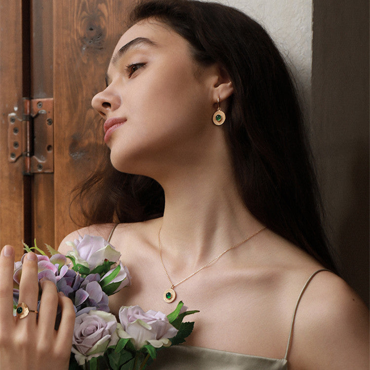 French Vintage Round Medallion Earrings – Gold-Plated Retro Charm