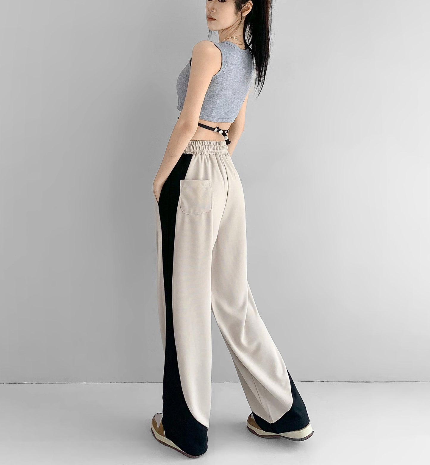 Nalani Relaxed Contrast Flow Pants - Easy Flow Statement Pants