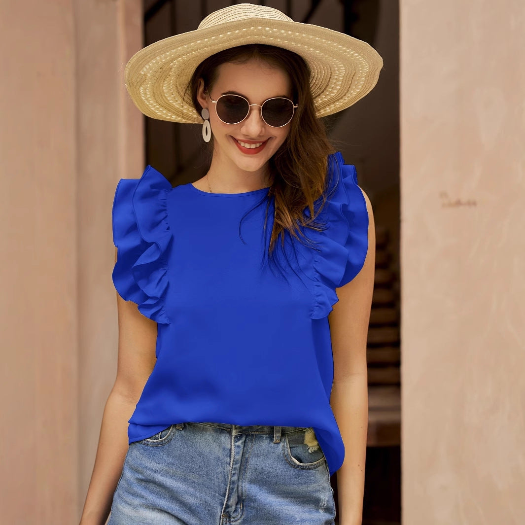 Elegant Ruffle Sleeveless Top – Lightweight Feminine Blouse