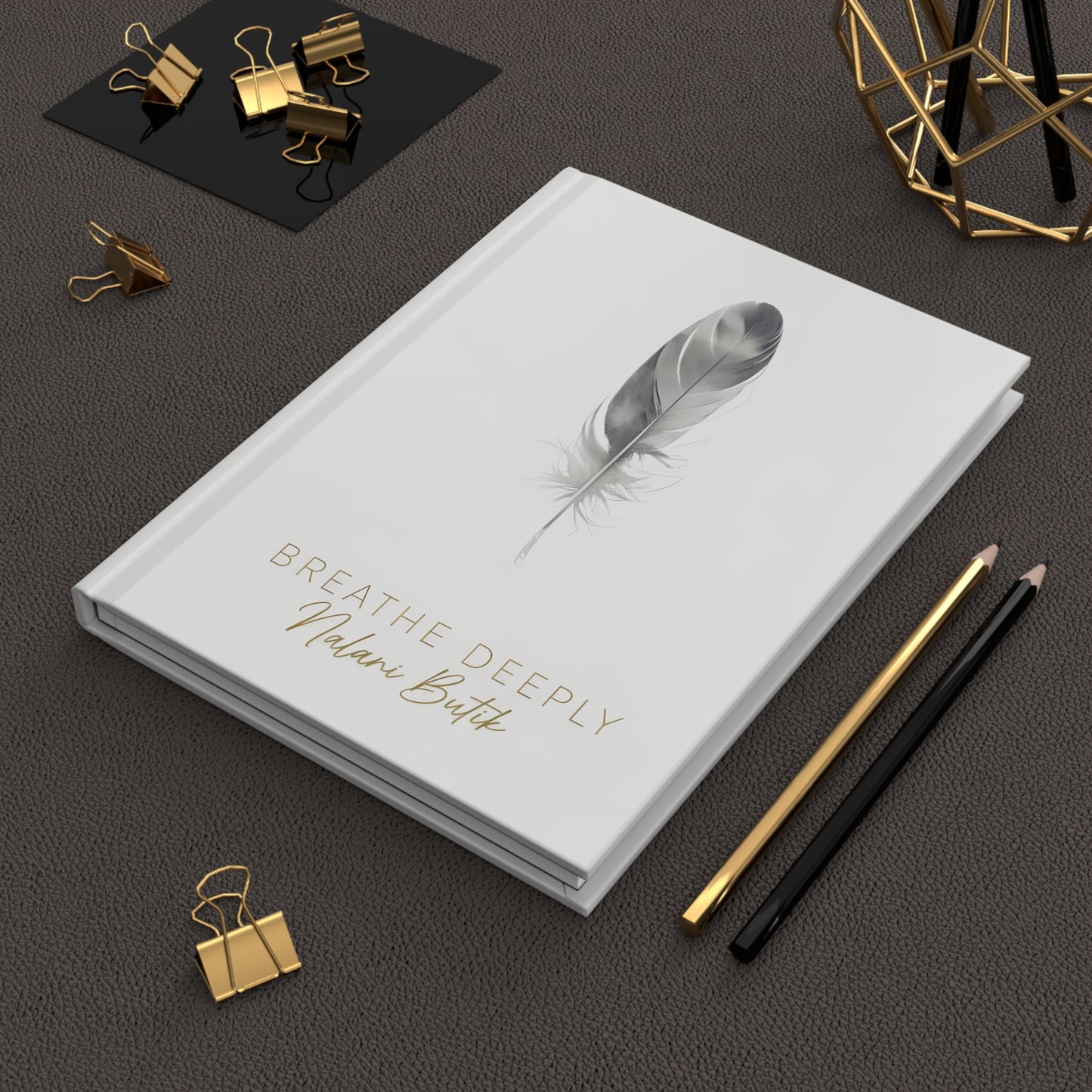 Breathe Deeply – Minimalist Feather Hardcover Journal