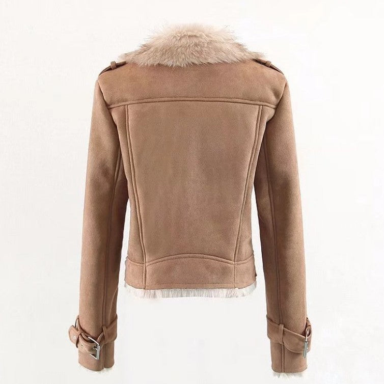 Nalani Luxe - Faux Shearling Suede Biker Jacket – Cozy Chic Winter Layer