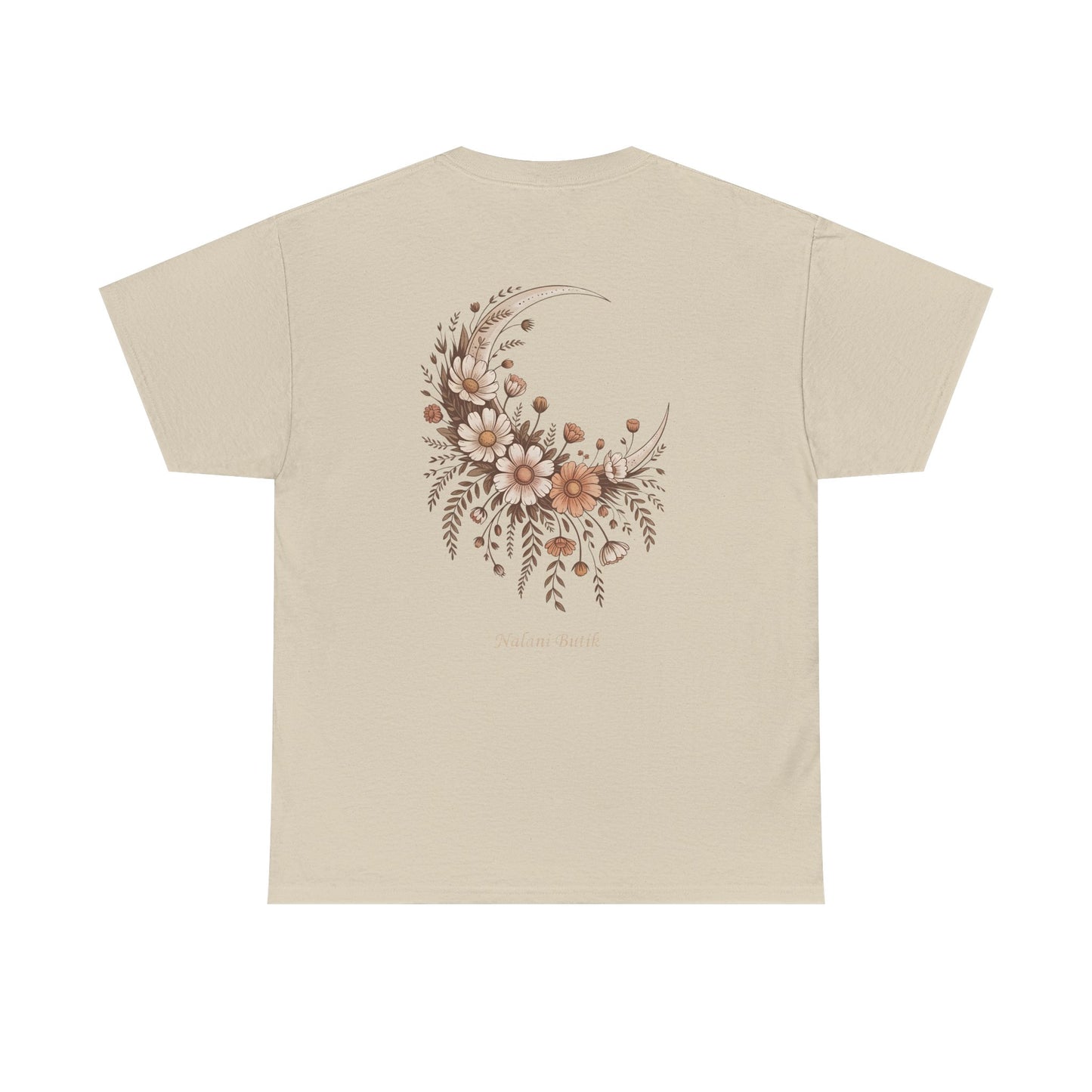Floral Crescent Moon Tee — 'Follow Your Moon' Botanical Graphic T-Shirt
