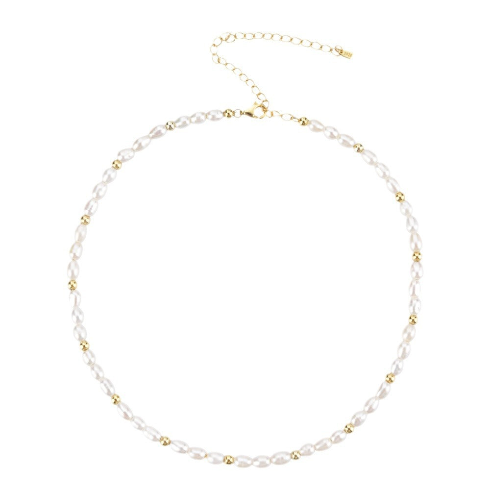 Retro Freshwater Pearl Necklace – 18K Gold Plated European Minimalist Design