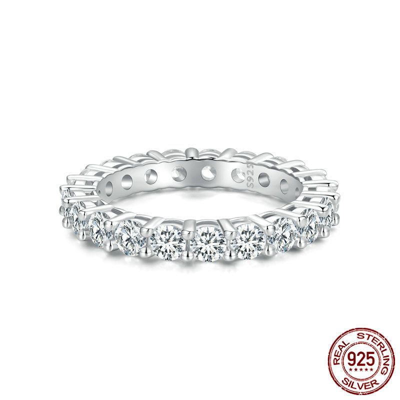 S925 Sterling Silver Moissanite Eternity Ring – Paired Diamond Shine