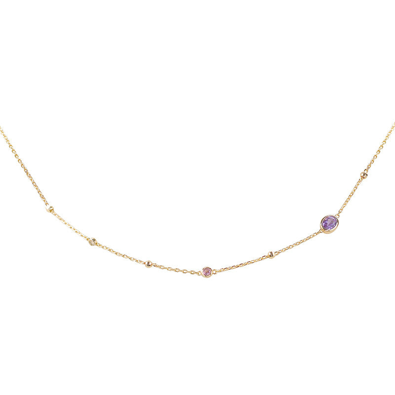 S925 Silver Amethyst Tourmaline Necklace – Simple Elegant Style