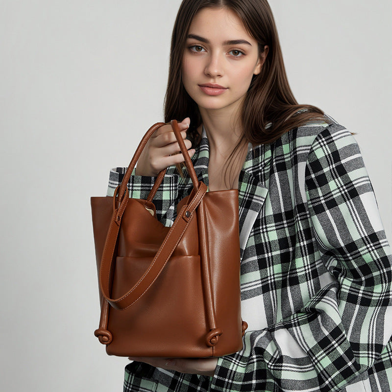 Nalani Soft Leather Bucket Tote - A Spacious, Refined Everyday Essential