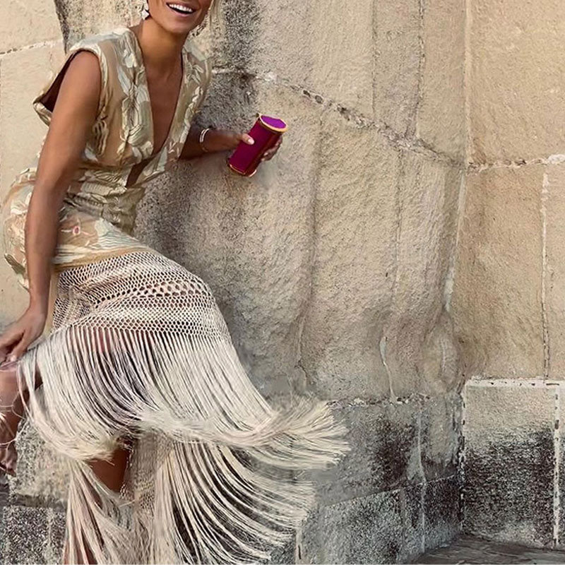 Soft Ember Embroidered Asymmetrical Maxi Dress