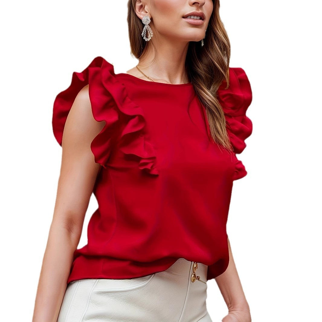 Elegant Ruffle Sleeveless Top – Lightweight Feminine Blouse