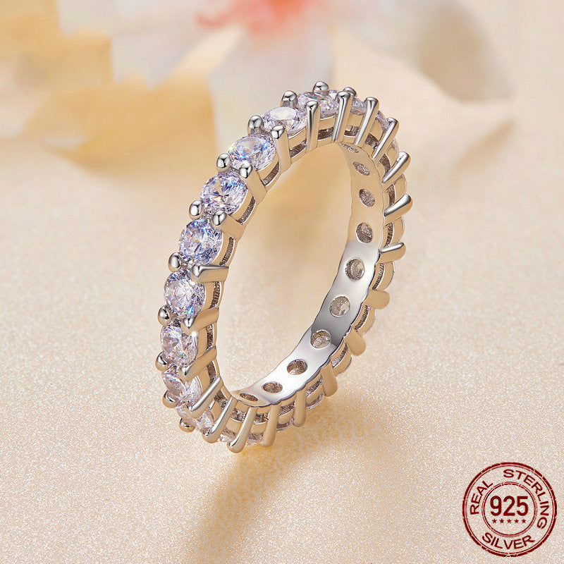 S925 Sterling Silver Moissanite Eternity Ring – Paired Diamond Shine