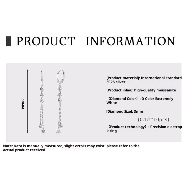 Nalani Luxe - S925 Sterling Silver Moissanite Tassel Earrings — Soft Wave Design