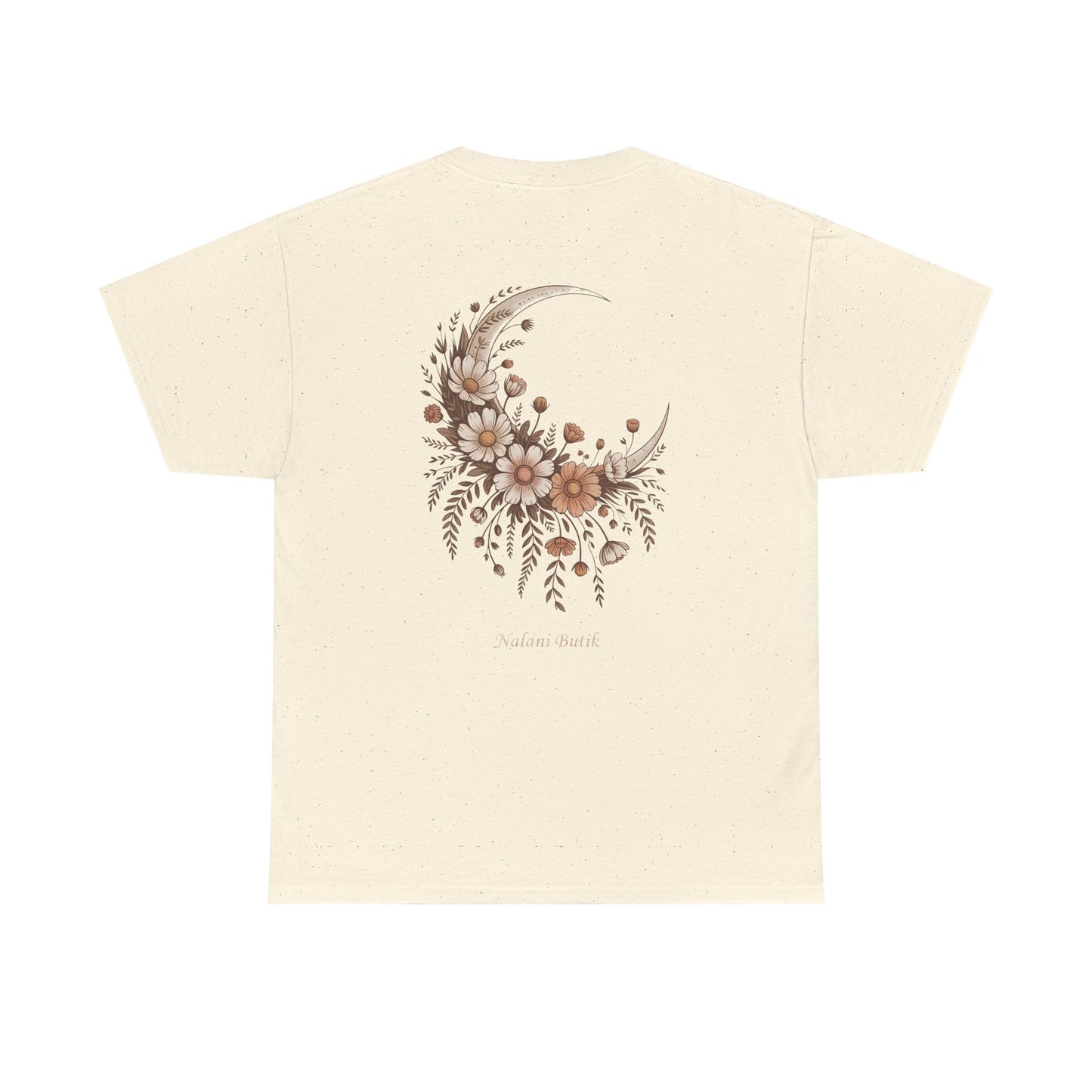 Floral Crescent Moon Tee — 'Follow Your Moon' Botanical Graphic T-Shirt