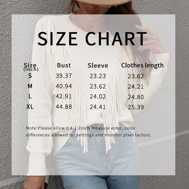 Cozy Fringe Tassel Knit Sweater – Effortless Fall Style with a Playful Boho Touch