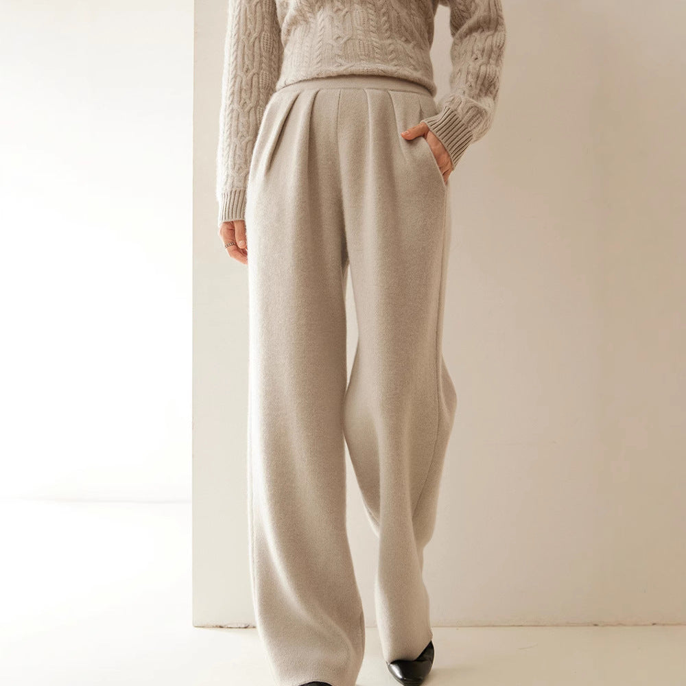 Nalani Luxe Cashmere Flow Wide-Leg Pants - Luxury Cashmere Everyday Pants