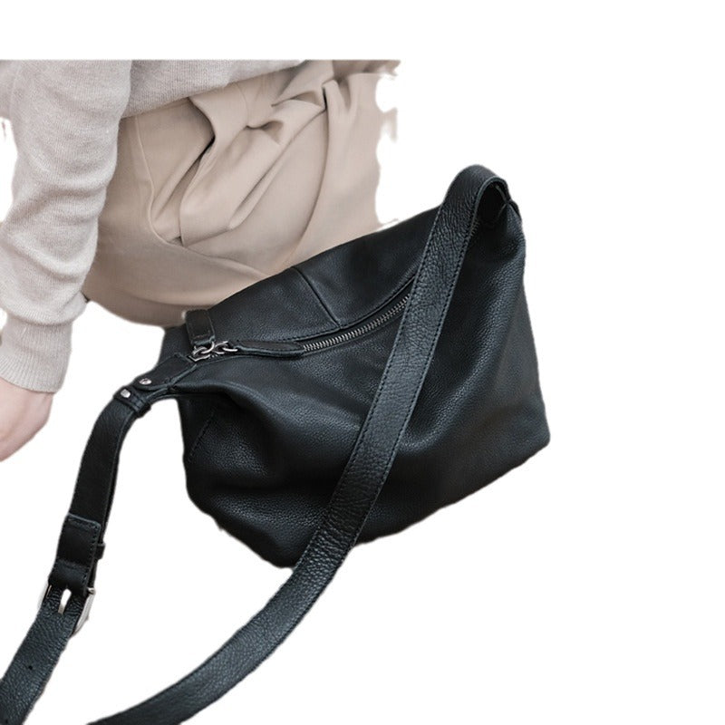 Nalani Soft Wide Strap Leather Crossbody - A Relaxed, Retro-Inspired Essential