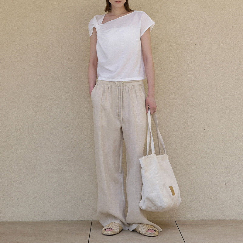 Nalani Linen Ease Straight-Leg Pants - Natural texture. Effortless balance