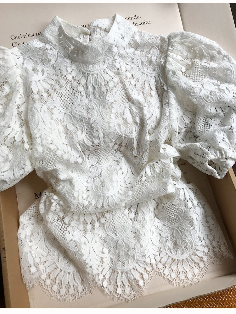 Soft Lace Puff Sleeve Top – Subtle Romance