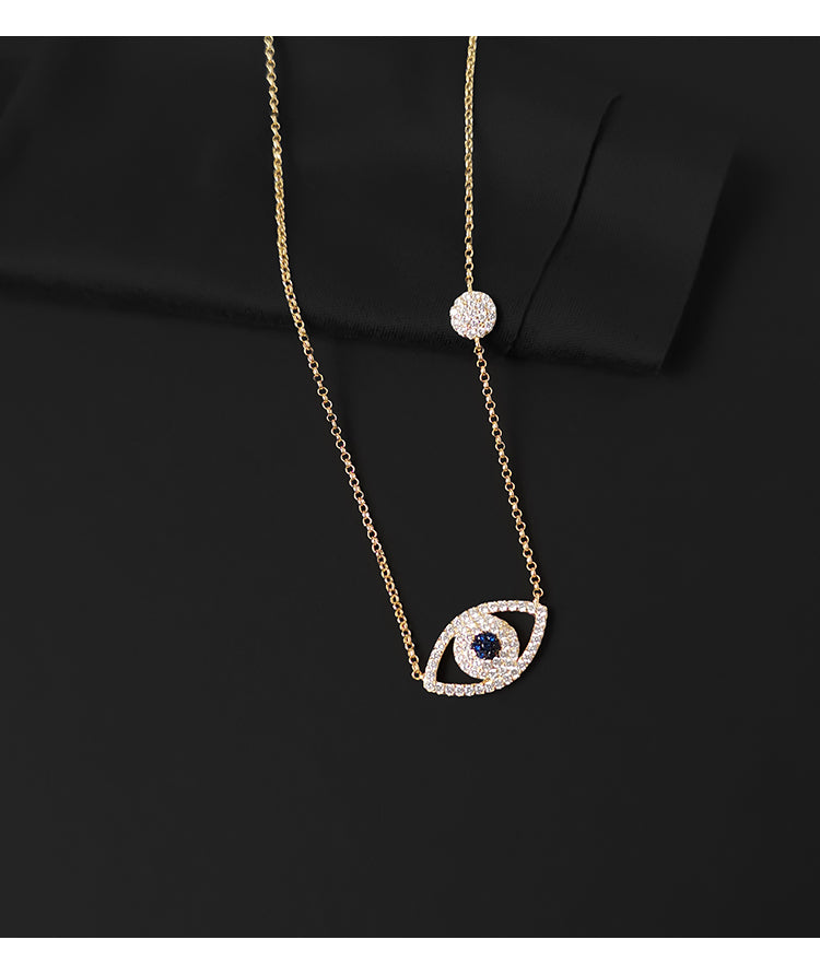 Adjustable Gold Evil Eye Pendant Necklace – Minimalist Protective Charm