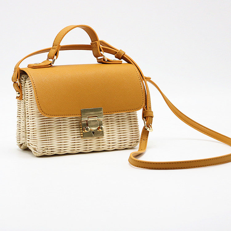 Golden Tides Woven Crossbody Beach Bag