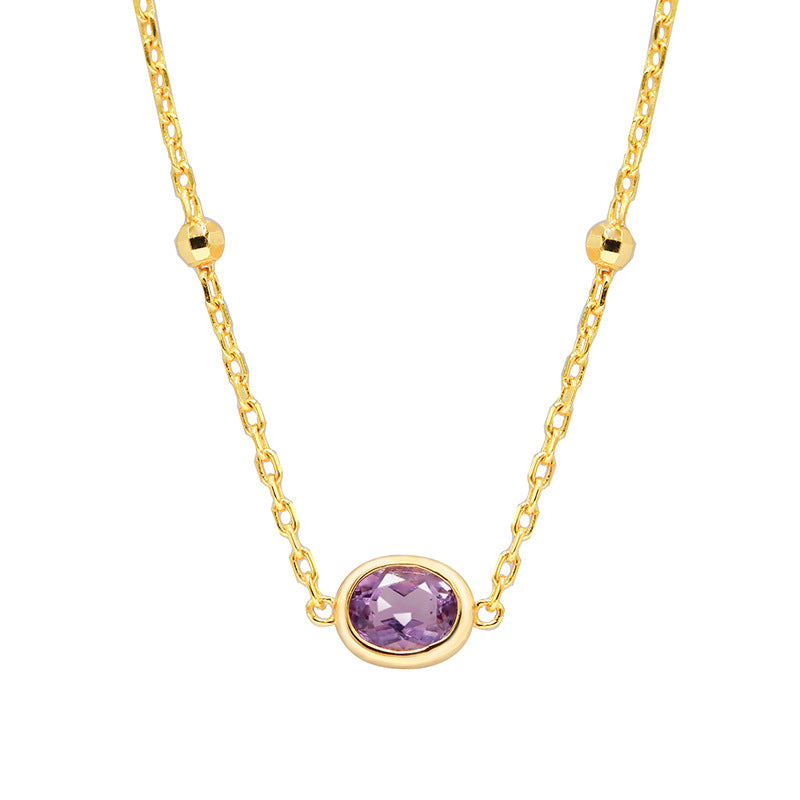 S925 Silver Amethyst Tourmaline Necklace – Simple Elegant Style