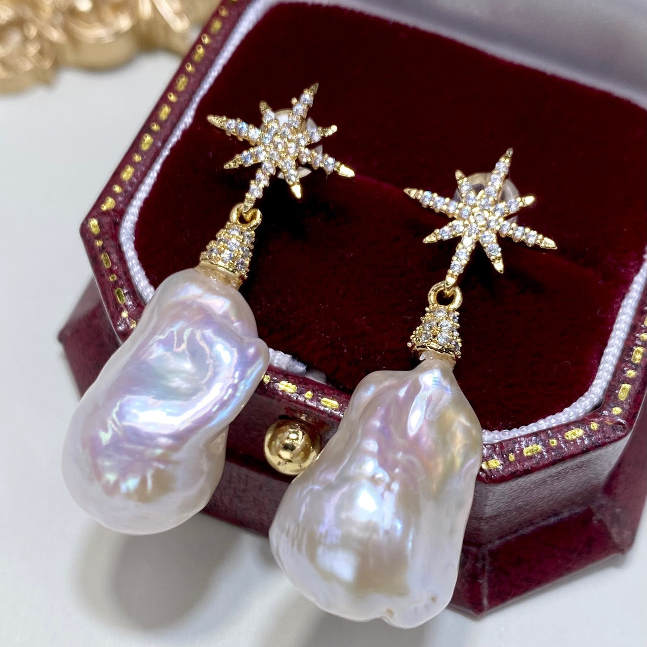 New Natural Baroque-Style Pearl Drop Earrings – French Princess Elegance