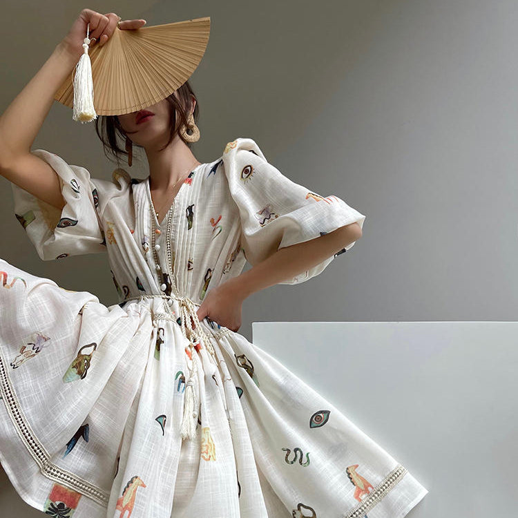 Nalani Luxe - Soft Eden Puff Sleeve Tea Dress