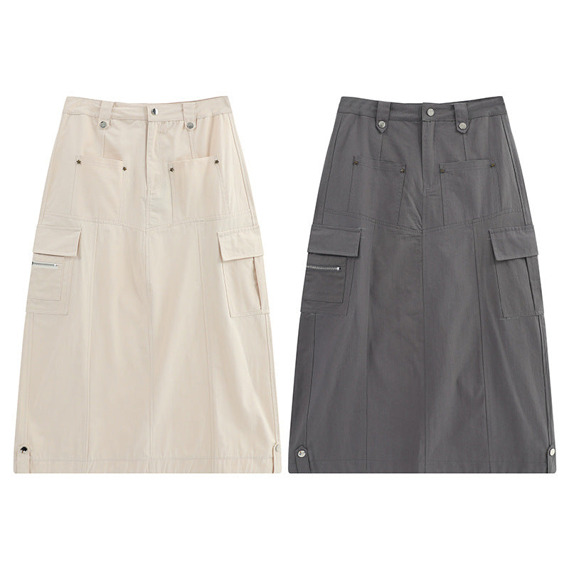 Minimal Cargo Midi Skirt