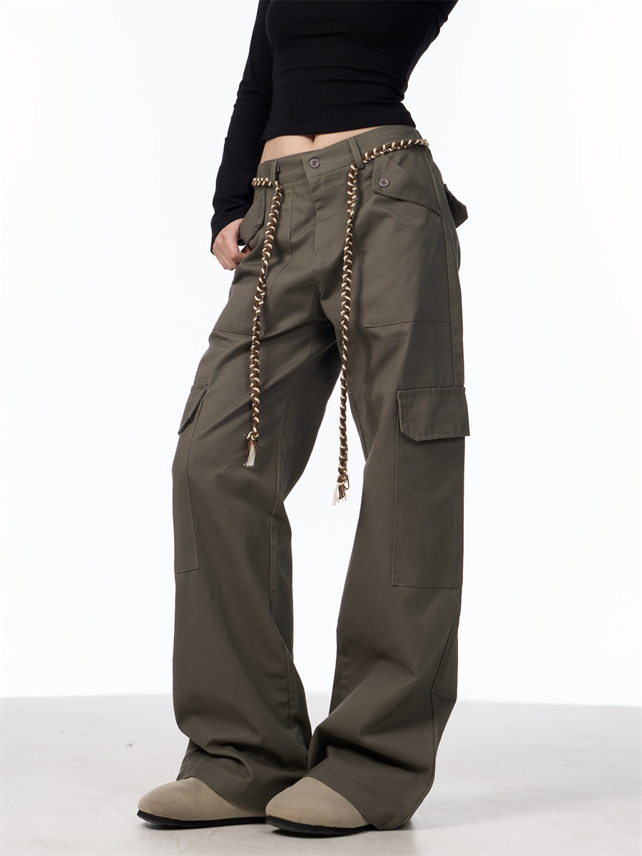 Nalani Lace-up Detail Utility Straight-Leg Pants - Effortless Modern Style