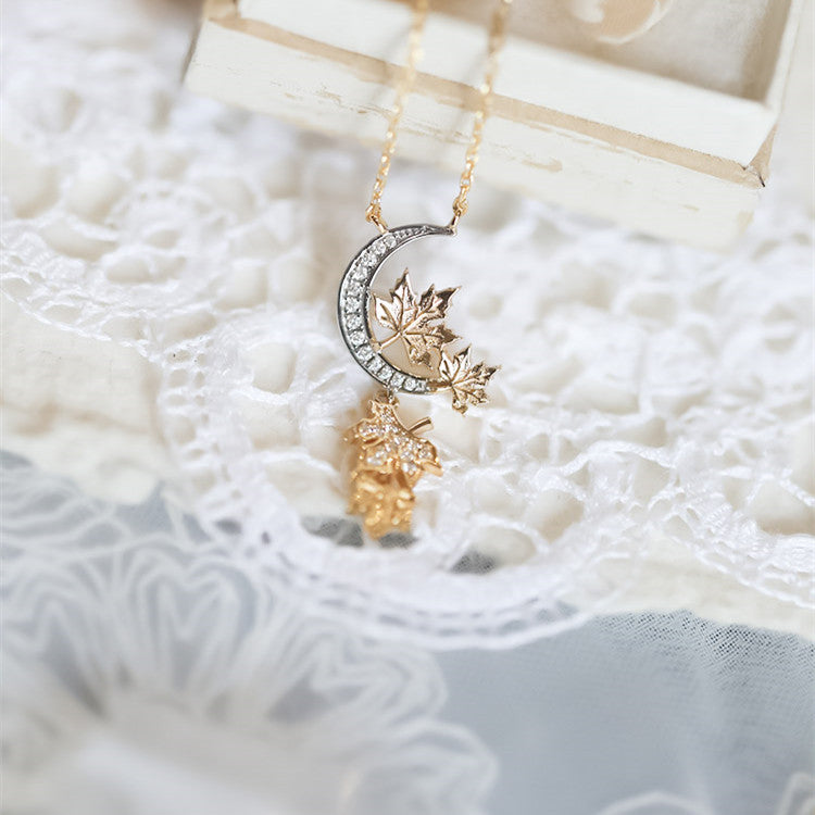 S925 Dual-Tone Maple Leaf Necklace – Gold & Silver Harmony Design