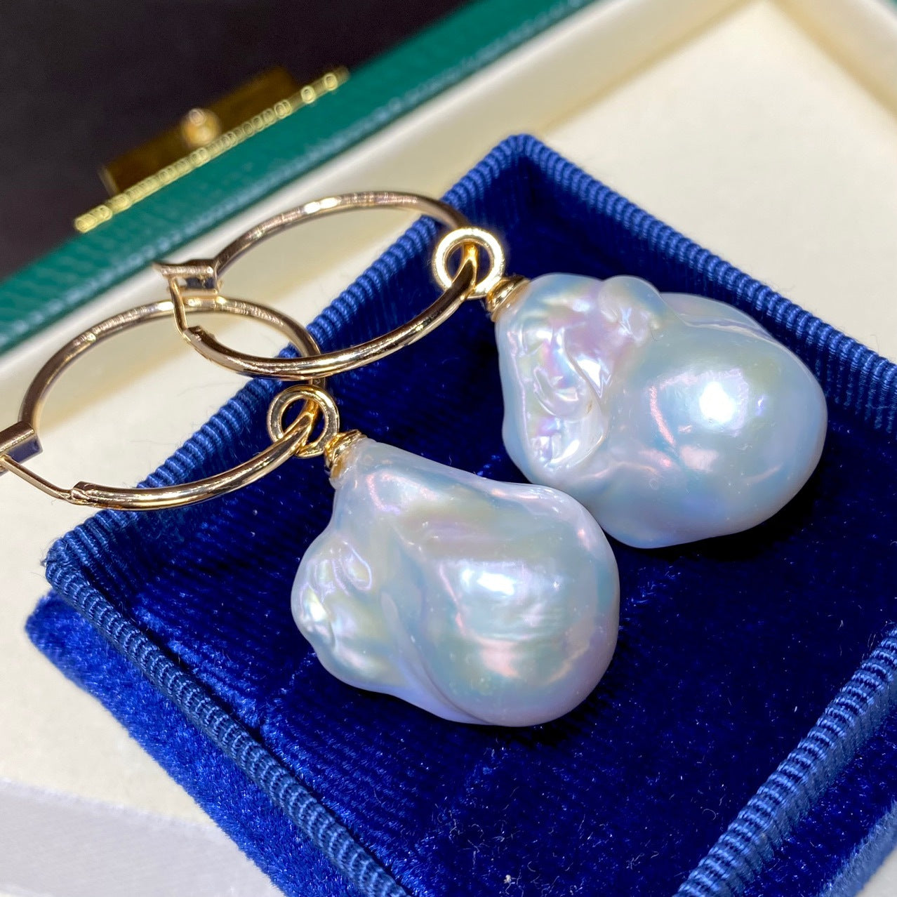 Natural Baroque Pearl Drop Earrings – Elegant Irregular Glow